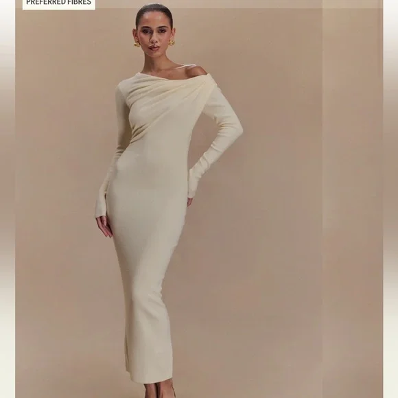bodycon dress cream Angel Maternity Juliet Maternity Bodycon Dress with Side Button Detail in Cream main image 1